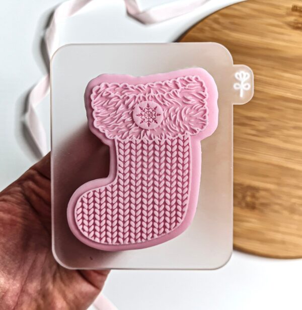 Christmas Knitted Stocking Cookie Cutter + Embosser