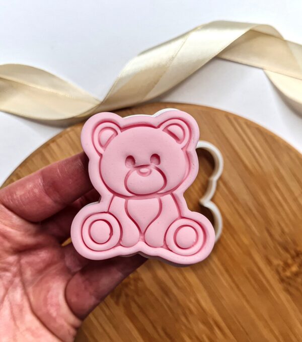 Small Size Teddy Bear Cookie Cutter + Stamp, Size:height 60mm x width 51 mm