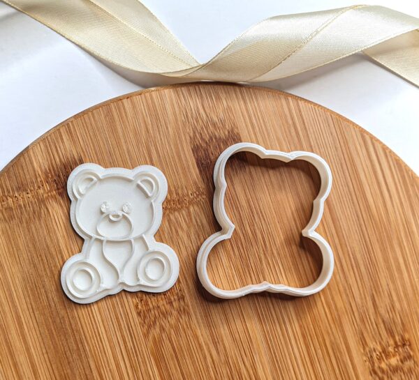 Small Size Teddy Bear Cookie Cutter + Stamp, Size:height 60mm x width 51 mm - Image 2