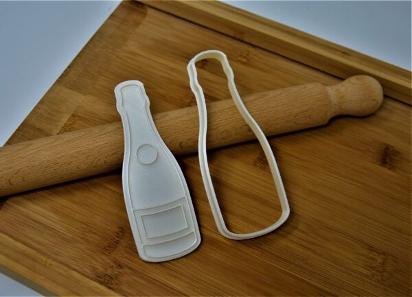 Champagne Bottle Cookie Cutter + Stamp - Image 2