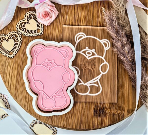 Valentines Teddy Bear Cookie Cutter + Embosser