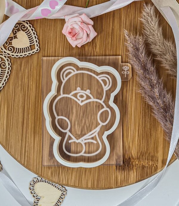 Valentines Teddy Bear Cookie Cutter + Embosser - Image 2