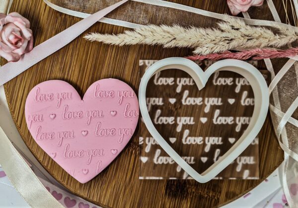 Love You Pattern Cookie Cutter + Embosser