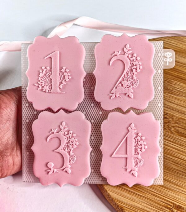 Floral Numbers Fondant Reverse Embosser.