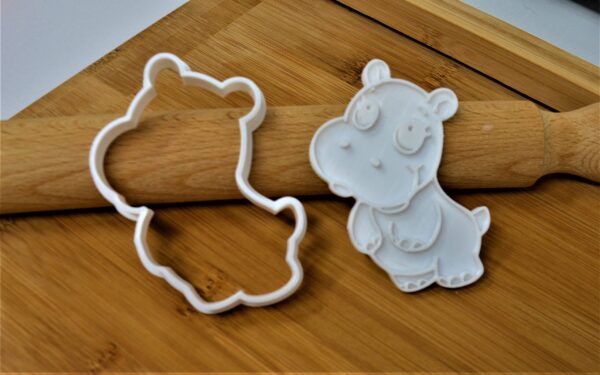 2 Pcs Hippo Cookie Cutter + Stamp - Image 2