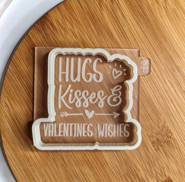 Hugs & Kisses, Valentine Wishes Cookie Cutter + Embosser - Image 2