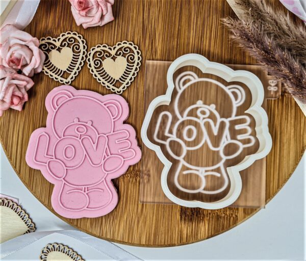 Valentines Teddy Bear Cookie Cutter + Stamp