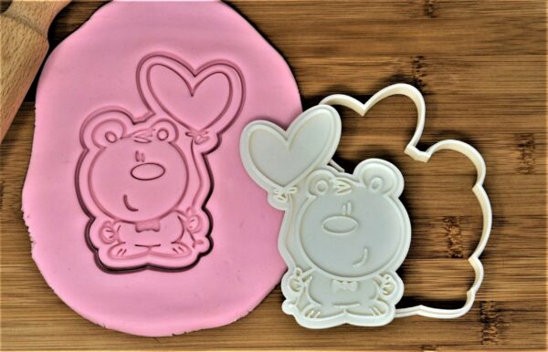 Teddy Bear With Balloon Cookie Cutter + Stamp