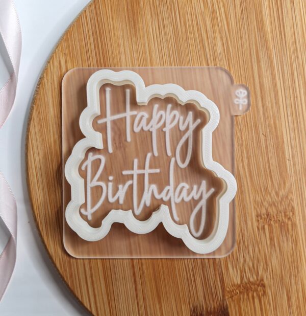 Happy Birthday Fondant Reverse Embosser + Cutter - Image 2