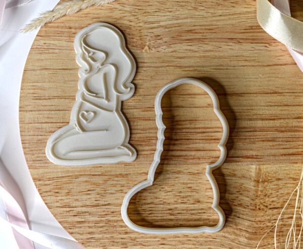 Pregnant Woman Cookie Cutter + Stamp - Image 2