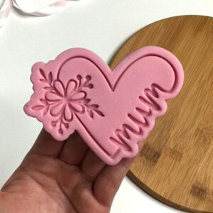 Mum Flower Heart Cookie Cutter + Stamp