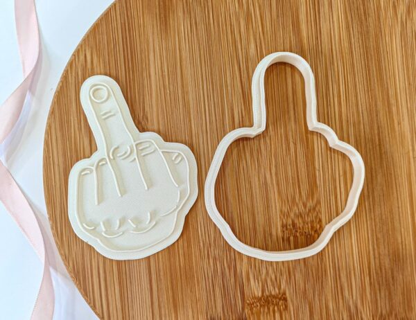 Middle Finger Cookie Cutter + Stamp - Image 2
