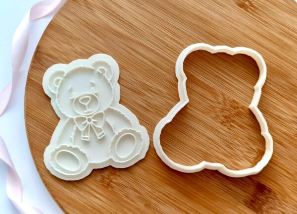 Cute Teddy Bear Cookie Cutter + Stamp - Image 2