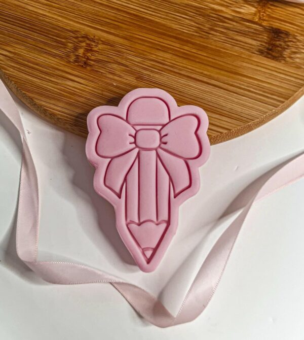 Pencil With Bow Cookie Cutter + Stamp