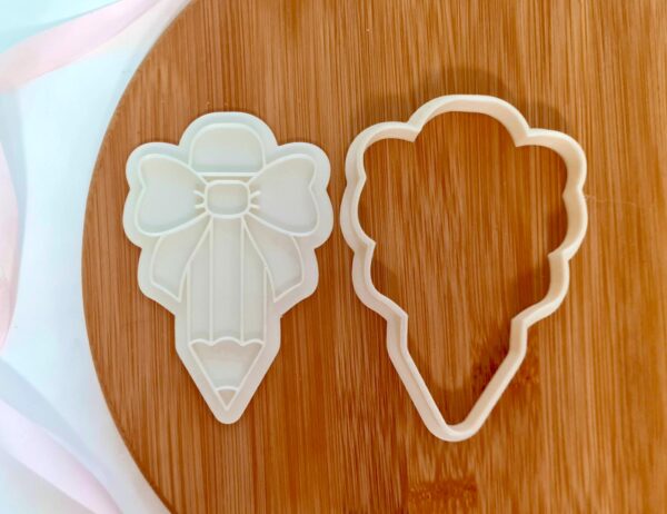Pencil With Bow Cookie Cutter + Stamp - Image 2