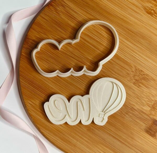 One With Hot Air Balloon Cookie Cutter + Stamp - Image 2