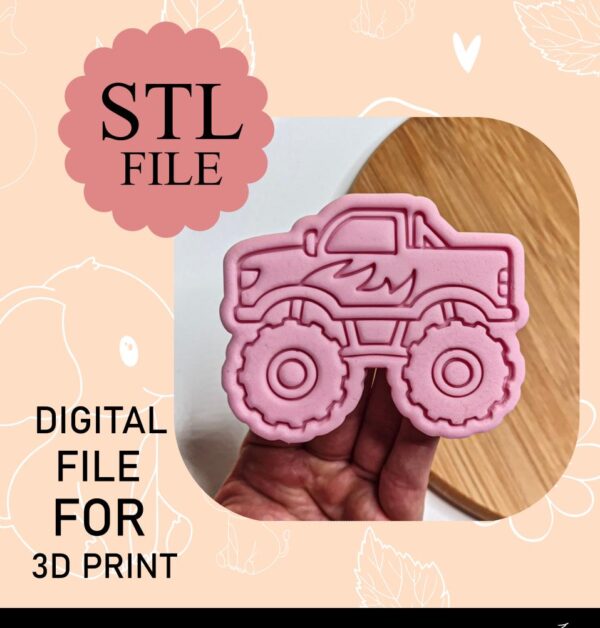 Digital STL File, Monster Truck Cookie Cutter And Stamp, 3D Printing, Instant Download