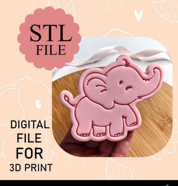 Digital STL File, Elephant Cookie Cutter And Stamp, 3D Printing, Instant Download