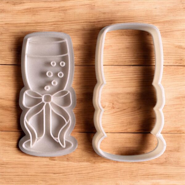 Champagne Glass Cookie Cutter + Stamp - Image 2