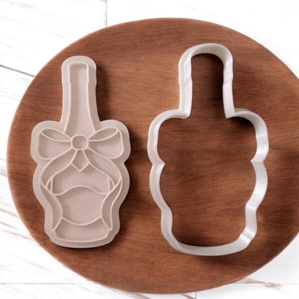 Champagne Bottle Cookie Cutter + Stamp - Image 2