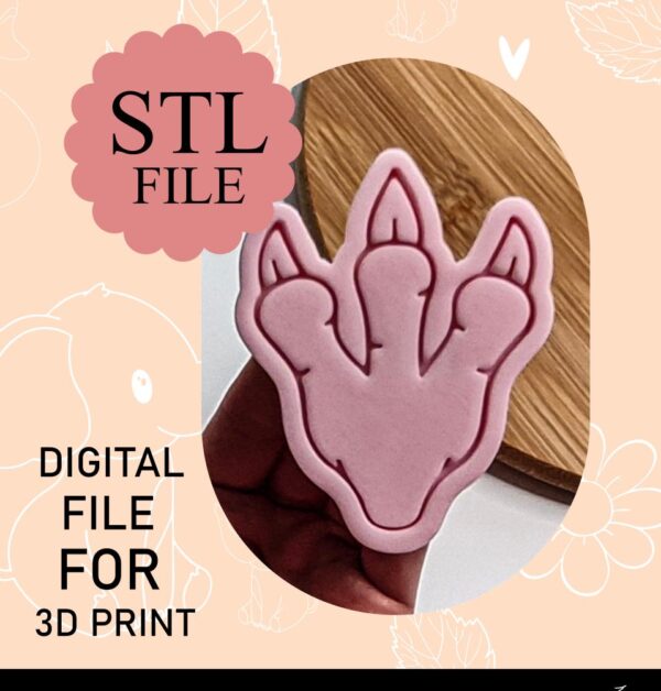 Digital STL File, Dinosaur Footprint Cookie Cutter And Stamp, 3D Printing, Instant Download