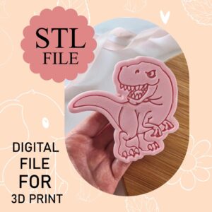 Digital STL File, Dinosaur Cookie Cutter And Stamp, 3D Printing, Instant Download