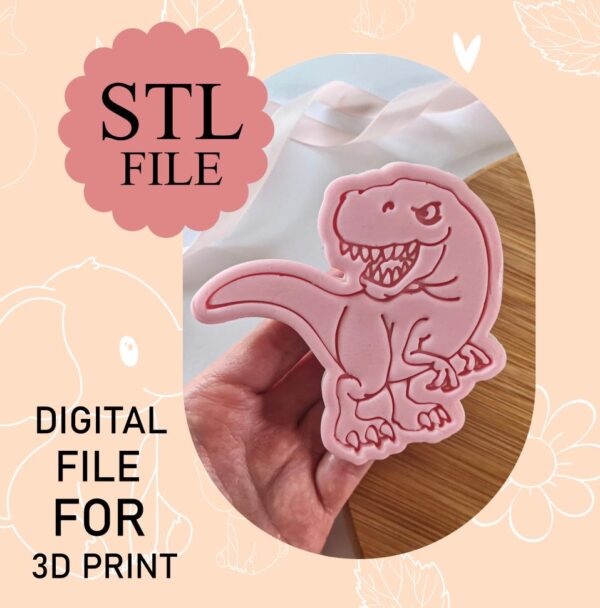 Digital STL File, Dinosaur Cookie Cutter And Stamp, 3D Printing, Instant Download