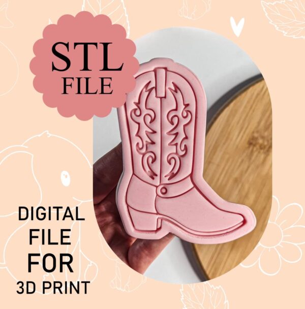 Digital STL File, Cowboy Boot Cookie Cutter And Stamp, 3D Printing, Instant Download